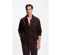 BOSS Suede jacket with press-stud closure - Style C-Molot, 50558651 Dark Brown 48R