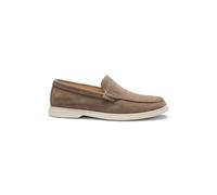 BOSS Suede Loafers with Embossed Logo Beige