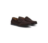 BOSS Suede moccasins with penny trim and embossed logo - Style Tevan_Mocc_sd, 50563161 Dark Brown 11