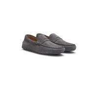 BOSS Suede moccasins with penny trim - Style Noel_Mocc_sdpeb, 50541750 Dark Grey 7