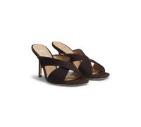 BOSS Suede sandals with crossover straps - Style Charlize_SaMule90_SD, 50563356 Dark Brown 5.5