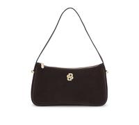BOSS Suede shoulder bag with metallic Double B monogram - Style BOSS BEYOND S SH.B U, 50563360 Dark Brown
