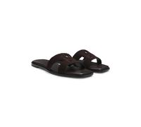 BOSS Suede slides with stitched Double B monogram - Style Charlize_SaMu10_SBHF, 50563333 Dark Brown
