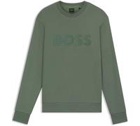 BOSS Green Salbo Mens Stretch-Cotton Sweatshirt with Sandwich Print Logo - Open Green 358 - Open Green 358 - L