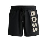 BOSS Mens Octopus Contrast-Logo Swim Shorts with Full Lining Black