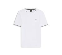 BOSS T-Shirt Aus Stretch-Baumwolle Mit Streifen Und Logo White
