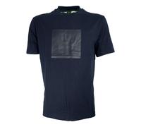 Men's BOSS Green Tee Logo Rib Mens T-shirt with Fineline Logo Artwork - Dark Blue 402 - Navy - Size: 38/Regular