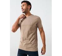 BOSS Tales Relaxed Fit Tonal Patch Logo T-Shirt - Dark Beige, Dark Beige, Size L, Men Dark Beige