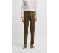 BOSS Tapered-fit machine-washable tailored trousers in a linen blend - Style P-Perin-RDS-PL-WG252, 50540733 Olive 30R