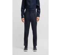 BOSS Tapered-fit machine-washable tailored trousers in a linen blend - Style P-Perin-RDS-PL-WG252, 50540733 Dark Blue 42R