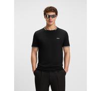 BOSS Green Taul Mens Stretch-Cotton T-Shirt with Stripes and Logo - Black - Size X-Large
