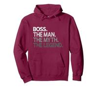 Boss: The Man Myth Legend Pullover Hoodie, Adult Unisex, Burgundy, Small