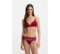 BOSS Thong in microfibre with peony lace - Style THONG_ PEONY LACE, 50545044 Dark Red XL