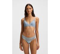 BOSS Thong in microfibre with peony lace - Style THONG_ PEONY LACE, 50545044 Light Blue M