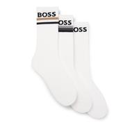 BOSS Three-pack of bamboo-blend short socks with logos - Style 3PQS PiquetStripe VI, 50564504 White 9-11