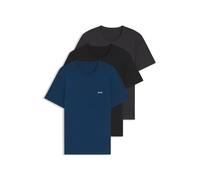 BOSS Three-pack of cotton underwear T-shirts with embroidered logo - Style TShirtRN 3P Classic, 50532468 Black / Grey / Blue M