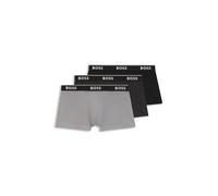 BOSS Three-pack of logo-detail trunks in stretch cotton - Style Trunk 3P Power Desig, 50554443 Black / Grey XXL