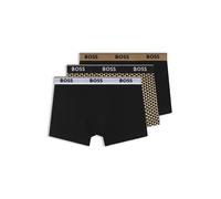 BOSS Three-pack of logo-waistband trunks in stretch cotton - Style Trunk 3P Power Desig, 50531701 Black / Beige XXL