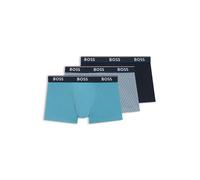 BOSS Three-pack of logo-waistband trunks in stretch cotton - Style Trunk 3P Power Desig, 50531701 Turquoise / Blue L