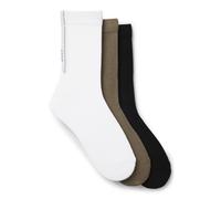 BOSS Three-pack of regular-length socks with structured tape - Style 3P QS Rib Tape CC, 50554542 Black / White / Beige 9-11