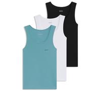 BOSS Three-pack of cotton underwear vests with embroidered logos - Style TankTop3P RibClassic, 50542132 Black / White / Blue L