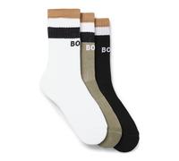 BOSS Three-pack of short-length socks with signature stripes - Style 3P QS Rib Iconic CC, 50543647 Green / Black / White 5.5-8