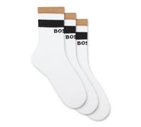 BOSS Three-pack of short-length socks with signature stripes - Style 3P QS Rib Iconic CC, 50543647 White 5.5-8