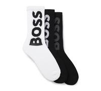 BOSS Three-pack of short socks with large logos - Style 3P QS Rib Logo CC, 50524259 White / Black 9-11