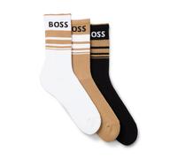 BOSS Three-pack of short socks with stripes and logos - Style 3P QS Rib Stripe CC, 50515143 Black / White / Beige 5.5-8