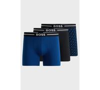 Boss Three-pack of stretch-cotton boxer briefs - Black/Blue Design