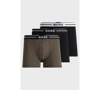 Boss Three-pack of stretch-cotton boxer briefs with logo - Black/ Pattern