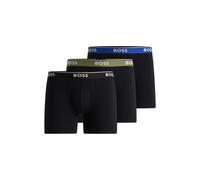 BOSS Three-pack of stretch-cotton boxer briefs with logos - Style BoxerBr 3P Power, 50531691 Black M
