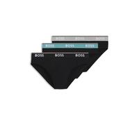 BOSS Three-pack of stretch-cotton briefs with logo waistbands - Style Brief 3P Power, 50531681 Black / Grey / Blue XL