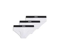 BOSS Three-pack of stretch-cotton briefs with logo waistbands - Style HipBr 3P BOSS ONE, 50546561 White XS