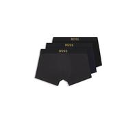BOSS Three-pack of stretch-cotton trunks - Style Trunk 3P Gold Logo G, 50546764 Black / Grey / Blue S