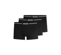 BOSS Three-pack of stretch-cotton trunks with logo waistbands - Style Trunk 3P Bold, 50510687 Black XS