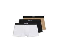 BOSS Three-pack of stretch-cotton trunks with logo waistbands - Style Trunk 3P BOSS ONE, 50544263 Black / White / Beige XXL