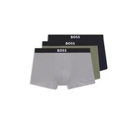 BOSS Three-pack of stretch-cotton trunks with logo waistbands - Style Trunk 3P BOSS ONE, 50544263 Black / Grey / Green L