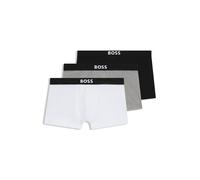 BOSS Three-pack of stretch-cotton trunks with logo waistbands - Style Trunk 3P BOSS ONE, 50544263 White / Grey / Black S