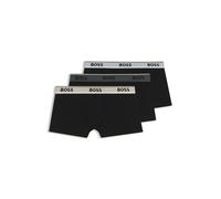 BOSS Three-pack of stretch-cotton trunks with logo waistbands - Style Trunk 3P Power, 50531684 Black S
