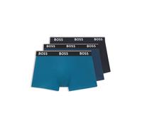 BOSS Three-pack of stretch-cotton trunks with logo waistbands - Style Trunk 3P Power, 50531684 Blue M