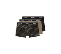 BOSS Three-pack of stretch-cotton trunks with logo waistbands - Style Trunk 3P Power Desig, 50554443 Black / Beige XL