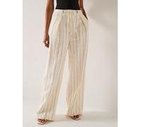 BOSS Tiana Relaxed Wide Leg Stripe Trouser - Off White, Open Miscellaneous, Size 8, Women Open Miscellaneous