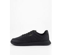BOSS Titanium Nylom/ Leather Lace Runner Trainers - Black, Black, Size 6, Men Black