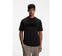 BOSS Tonal flock-logo T-shirt in stretch cotton - Style TS_Cord Logo, 50570304 Black M