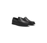 BOSS Tumbled-leather moccasins with logo detail - Style Sienne_Mocc_tbsf, 50536173 Black 7