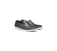 BOSS Tumbled-leather moccasins with logo detail - Style Sienne_Mocc_tbsf, 50536173 Dark Blue 11