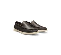BOSS Tumbled-leather moccasins with logo detail - Style Sienne_Mocc_tbsf, 50536173 Dark Brown 12
