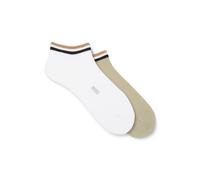 BOSS Two-pack of ankle socks with signature-stripe cuffs - Style 2P AS Uni stripe CC, 50491192 White / Green 9-11