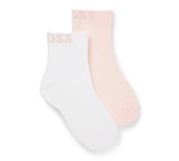 BOSS Two-pack of quarter-length socks with contrast logos - Style 2P SH Logo CC W, 50502066 White / Pink 3-4.5